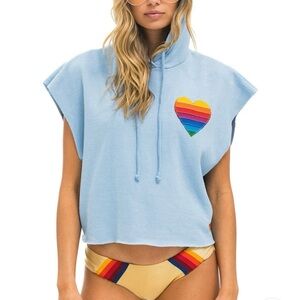 Ice Blue Stitched Heart Hoodie